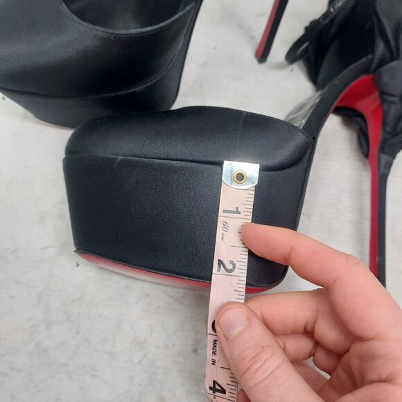 CHRISTIAN LOUBOUTIN Black Maria Frou Alta Satin Platform Pump Shoe - Picture 10 of 13